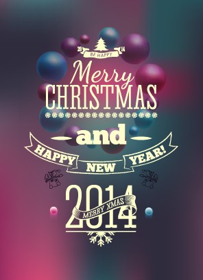 2014 Merry Christmas Poster design elements vector 02