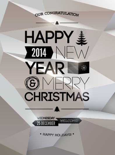 2014 Merry Christmas Poster design elements vector 05