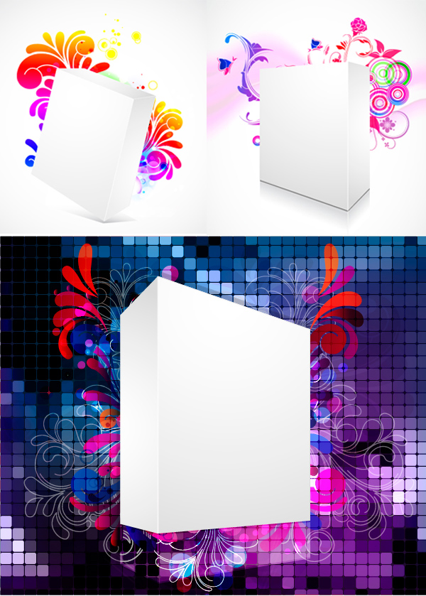 white box Patterns Line Drawing LED grid flowers box background 