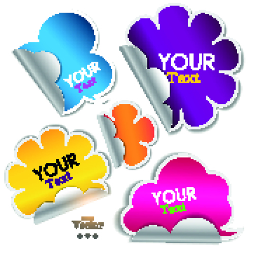 Various Stylish paper labels vector 03