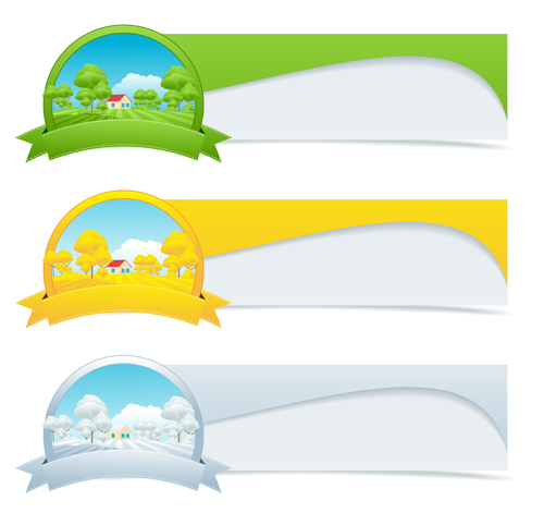 Abstract of Colorful Flowers banners vector 02