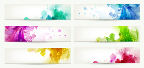 Abstract of Colorful Flowers banners vector 04