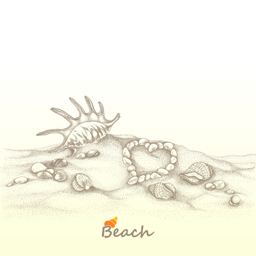 shell design beach background vector background 