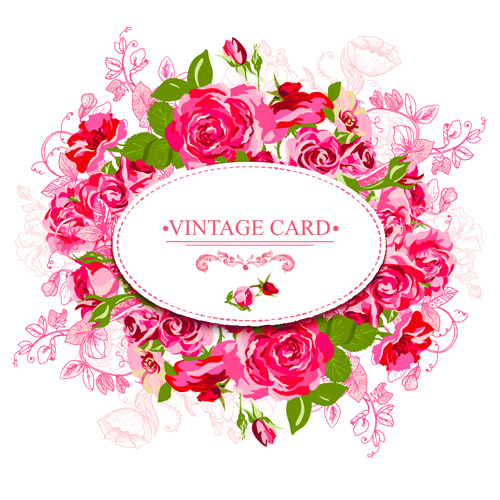 vintage roses creative cards beautiful 