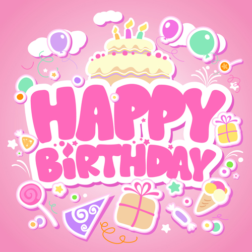 Creative Happy Birthday design elements vector art 04