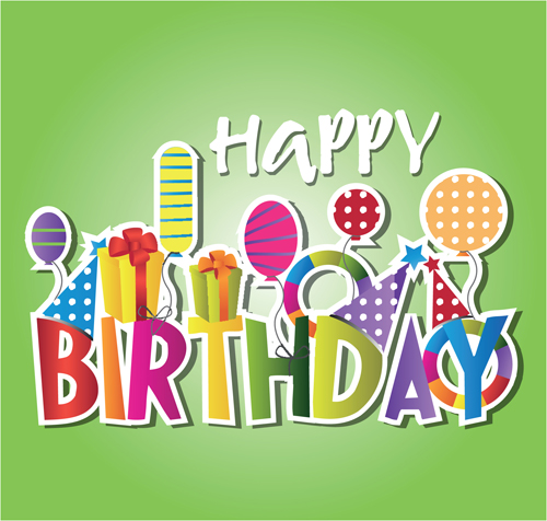 Creative Happy Birthday design elements vector art 05