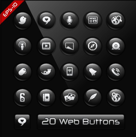 web button glass texture buttons black 