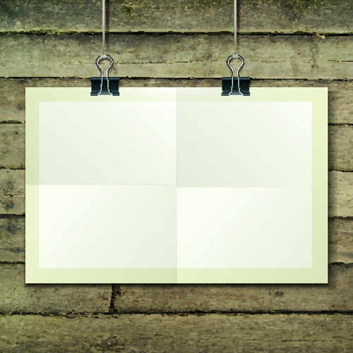 Blank paper and paper clip background vector 04