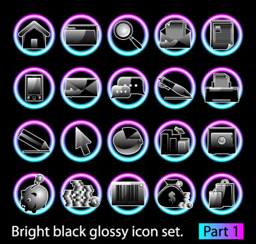 icon glossy bright black 