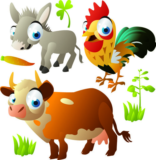Vivid Cartoon Animals vector material 05
