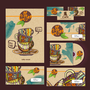 Coffee retro business template kit vector 05