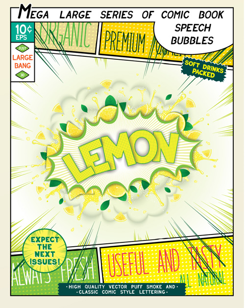 Comic style explosion fruit effect vector material 03