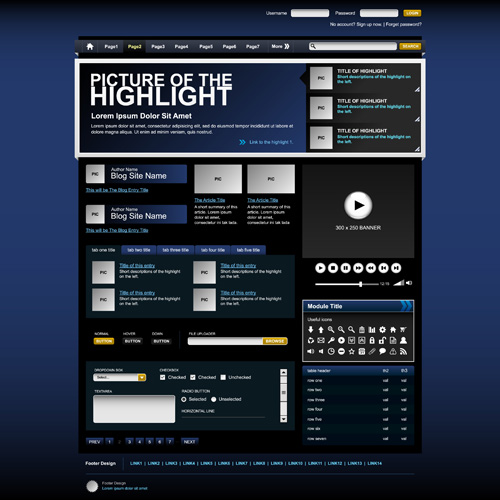 Creative black template website vector design 03