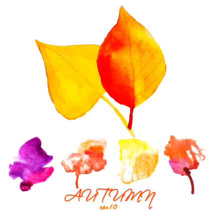 Creative watercolor leaves autumn background vector 04