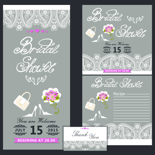 Creative wedding invitation and postcard vector 02
