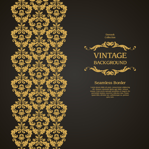 Damask seamless border vintage background vector