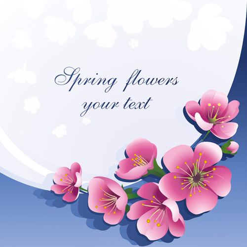 ower spring background set vector 03 Dark pink flower spring background set vector 03