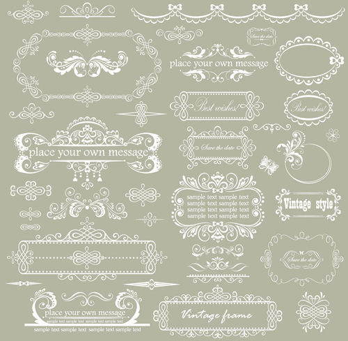 ame with ornament elements vector 02 Elegant floral frame with ornament elements vector 02