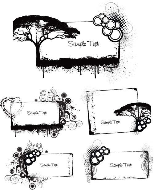 Elements of Grunge Floral vector set
