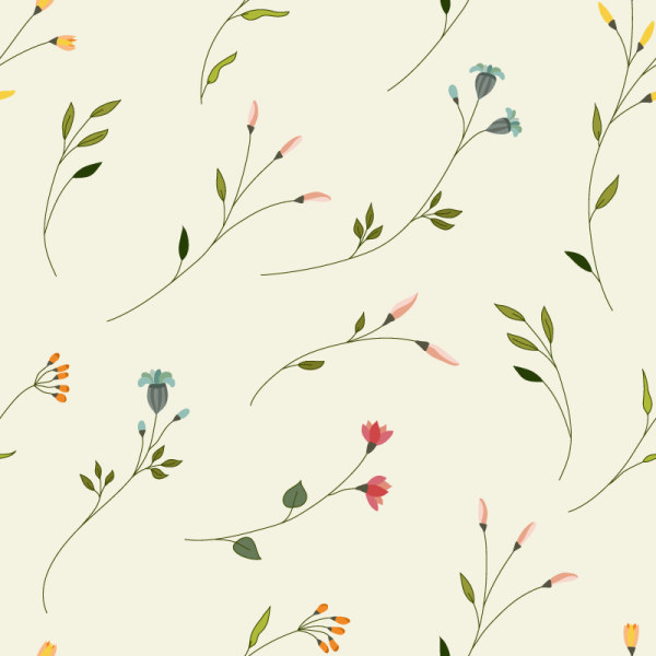 Flowers branches vector seamless pattern