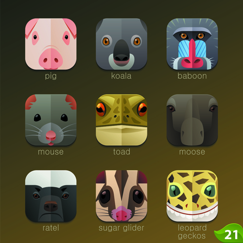 icons funny animal 