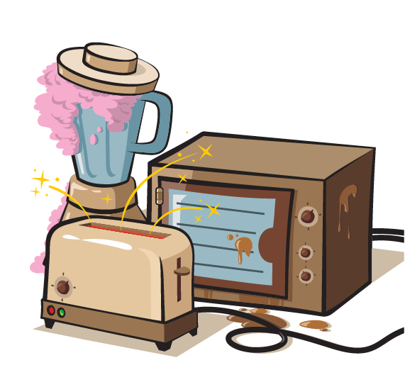 Grunge household appliances design vector graphics 02