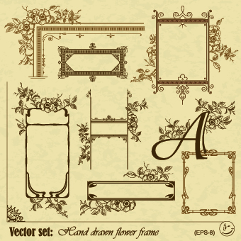 Vintage flower frame and border vector 01