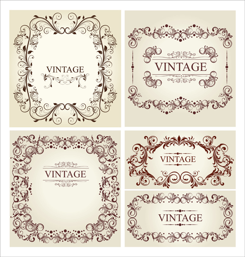 Ornament frames vintage style vector 01