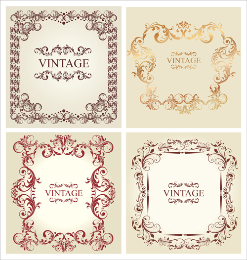 Ornament frames vintage style vector 02