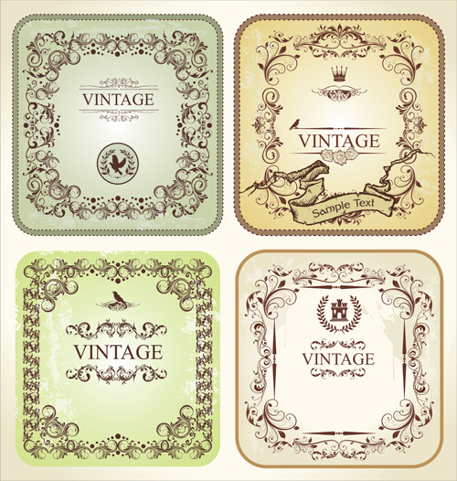 Ornament frames vintage style vector 03