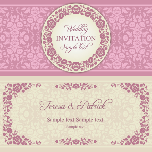wedding pink ornate invitation 