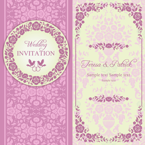 wedding pink ornate invitation floral 