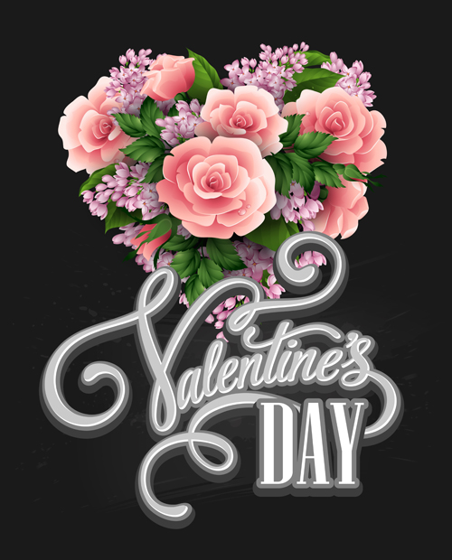 Valentine day shape heart flower cards 