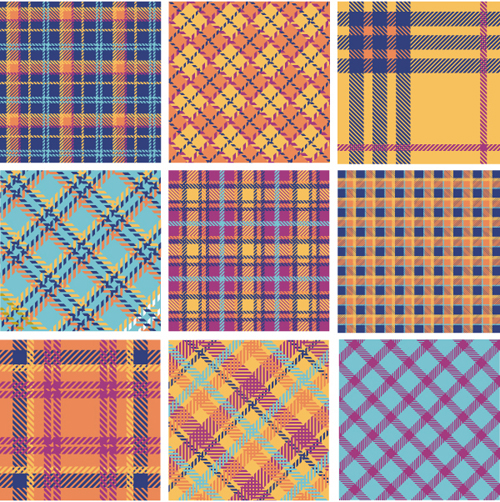 Plaid fabric patterns seamless vector 01