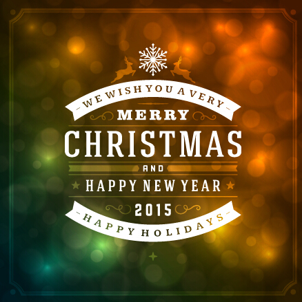Retro christmas and new year label with blurs background vector