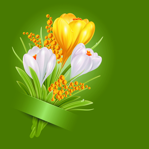 Shiny white with yellow flowers vectors background 02