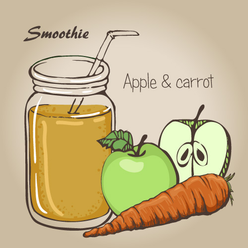 Smoothie fruits drink vector sketch material 03