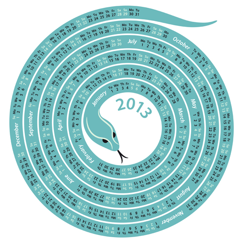 Snake 2013 Christmas design vector graphics 11