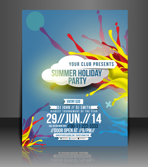 Abstract Summer Party Flyers design vector 01