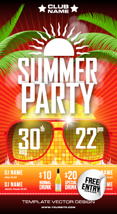 Summer disco night party flyer 05