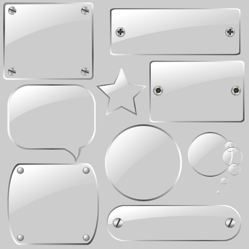Transparent glass styles web elements vectors 01