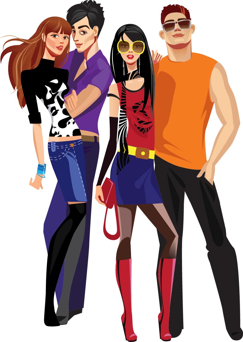 Vector fashion girls design elements set 05