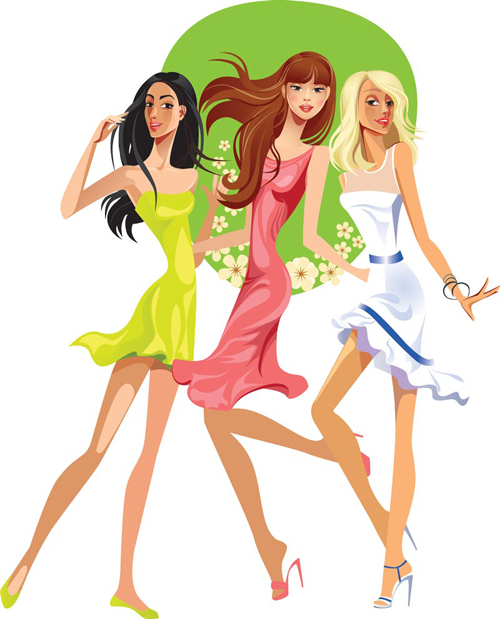 tor fashion girls design elements set 06 Vector fashion girls design elements set 06