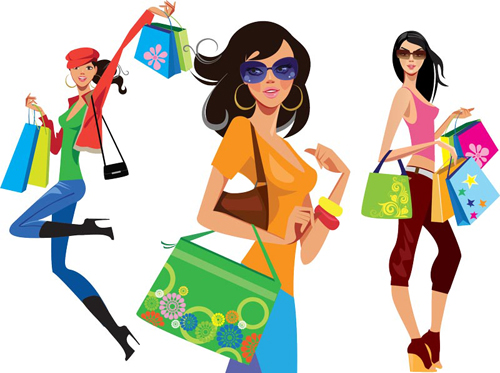 Vector fashion girls design elements set 08