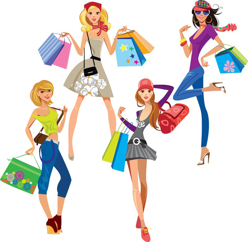 Vector fashion girls design elements set 16
