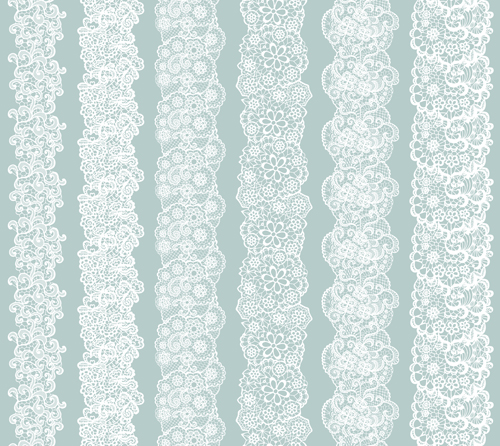 White lace vector seamless borders