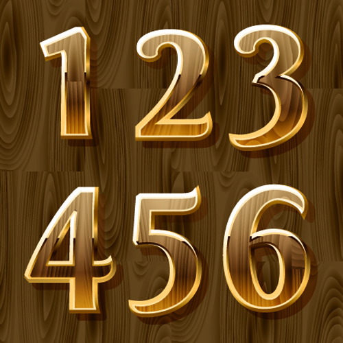 den golden numeric graphic vector 01 Wooden golden numeric graphic vector 01