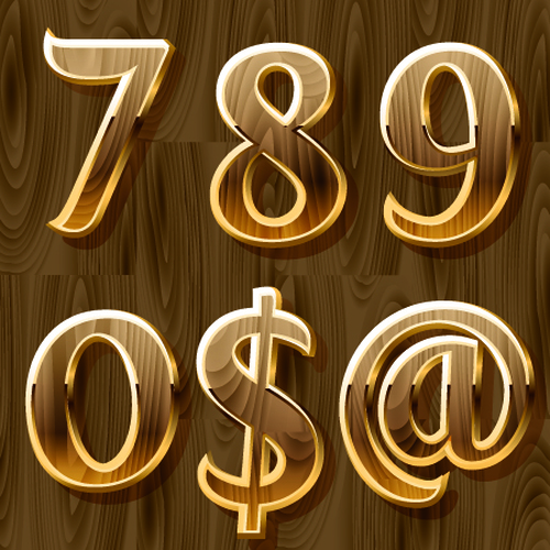 wooden wood numeric golden 