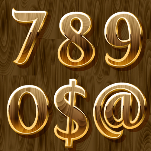 den golden numeric graphic vector 02 Wooden golden numeric graphic vector 02
