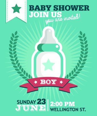 baby shower card design vector 01